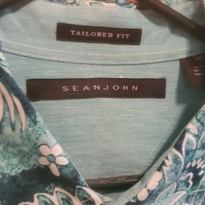 Sean John XXL Linen Print Long Sleeve shirt